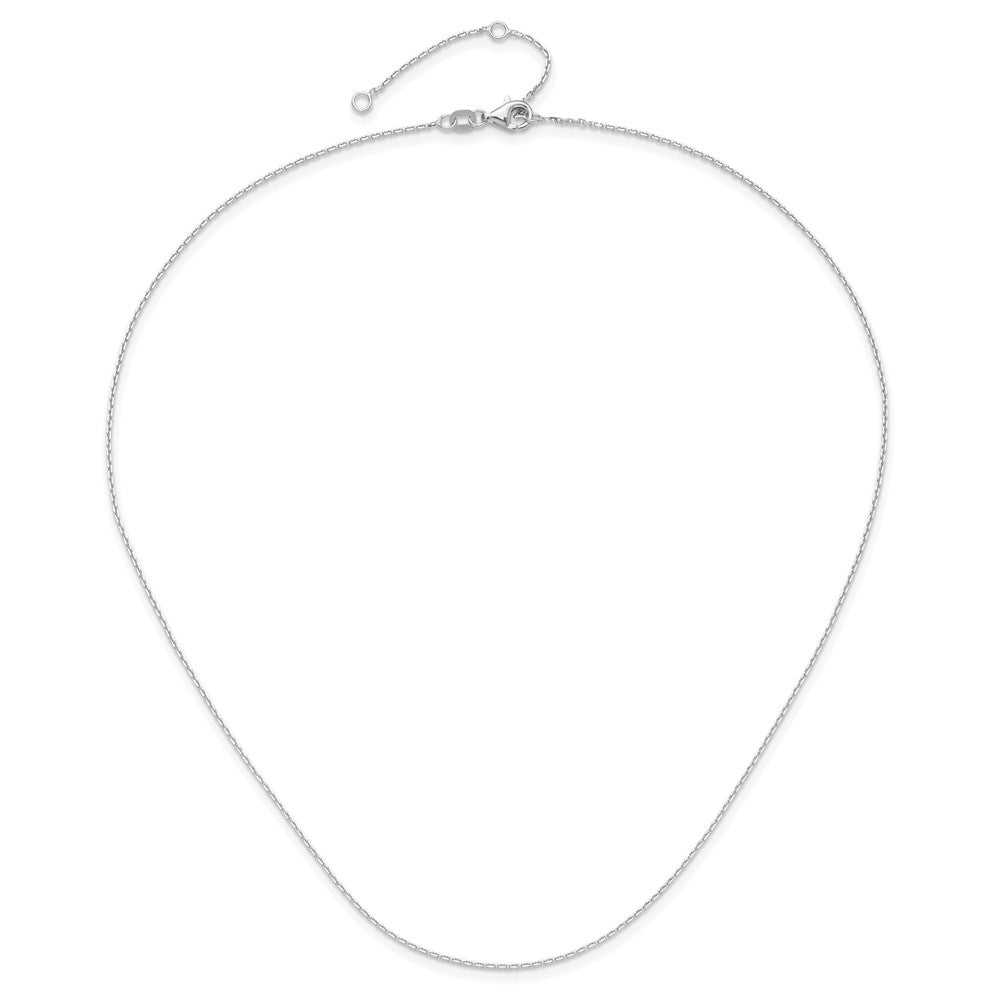 14k White Gold 1.1mm D/C Square Cable 1in+1in Adjustable Chain
