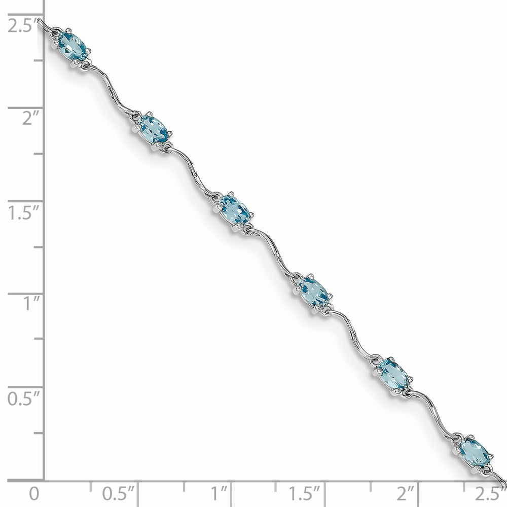 Sterling Silver Rhodium-plated Blue Topaz Bracelet 7 inches