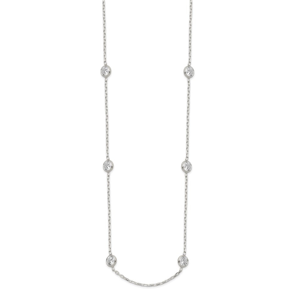 Sterling Silver 16 Inch w/2 in ext. 8-Station CZ Necklace 16 Inches