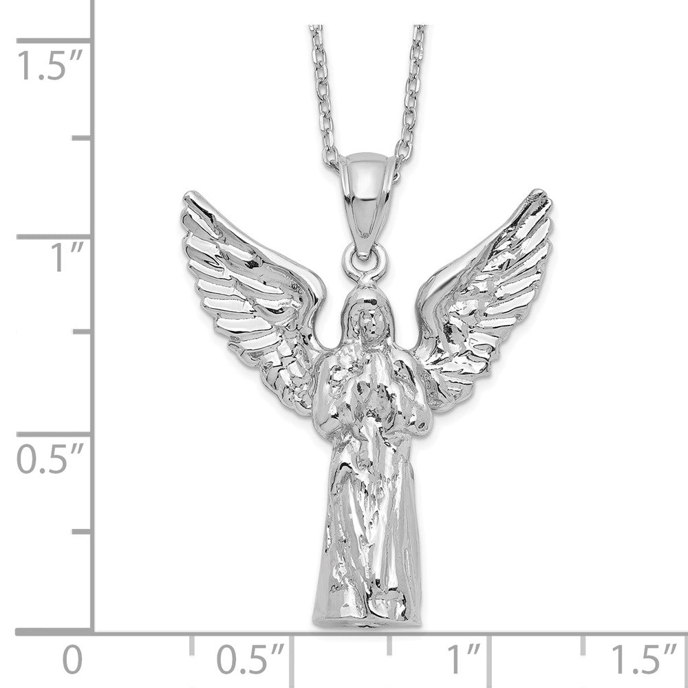 Sterling Silver Rhodium-plated Angel Ash Holder 18in Necklace 18 Inches