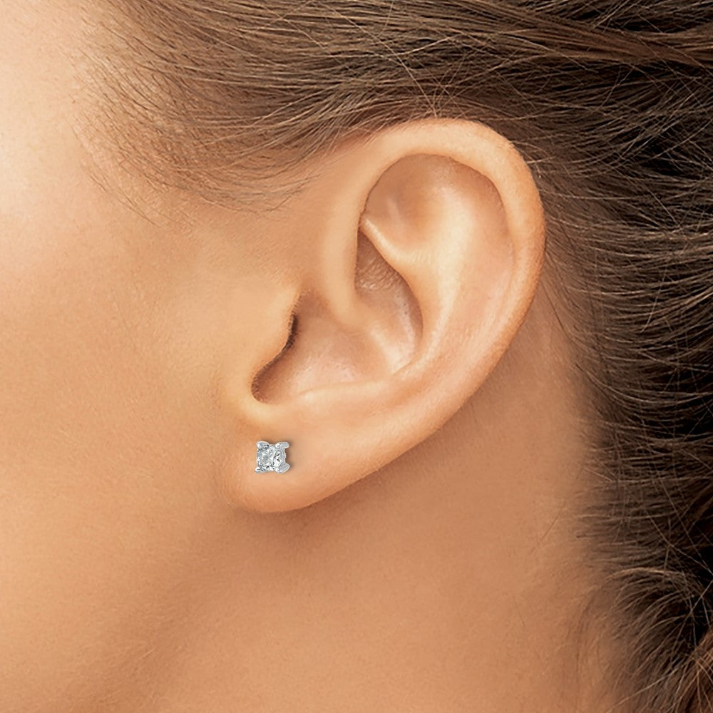 14K White Gold 3/4 Carat Lab Grown Diamond VS+ F+ Cushion 4-Prong Complete Stud Earrings