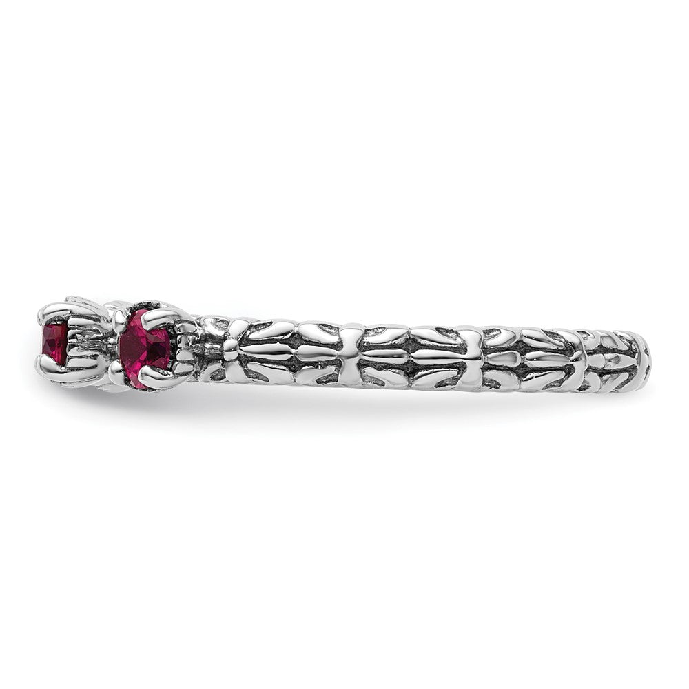 Sterling Silver Stackable Expressions Created Ruby Three Stone Ring Size -6