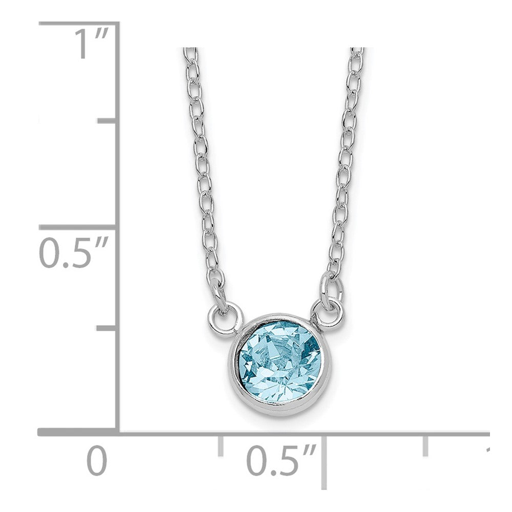 Sterling Silver RH-plated Blue Crystal Bezel 18.5in Necklace 18.5 Inches