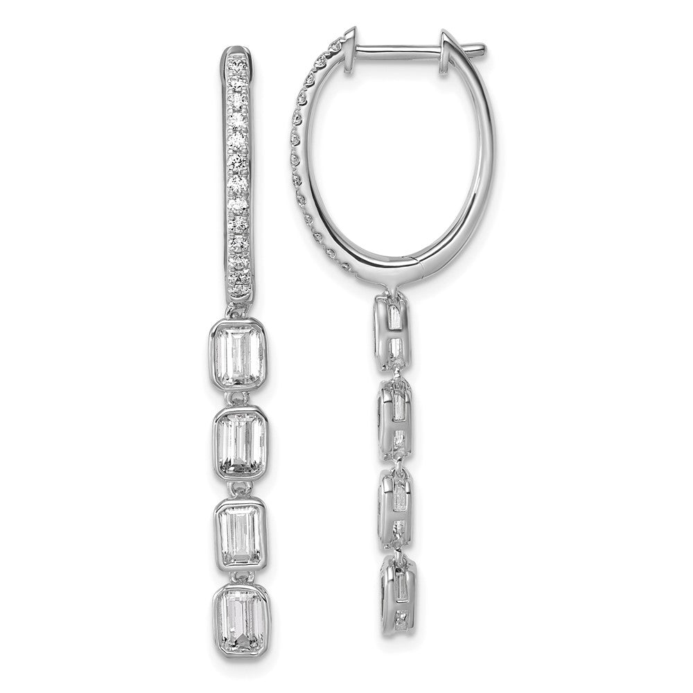 True Origin 14K White Gold 1 Carat Lab Grown Diamond VS+ F+ Complete Dangle Hoop Earrings