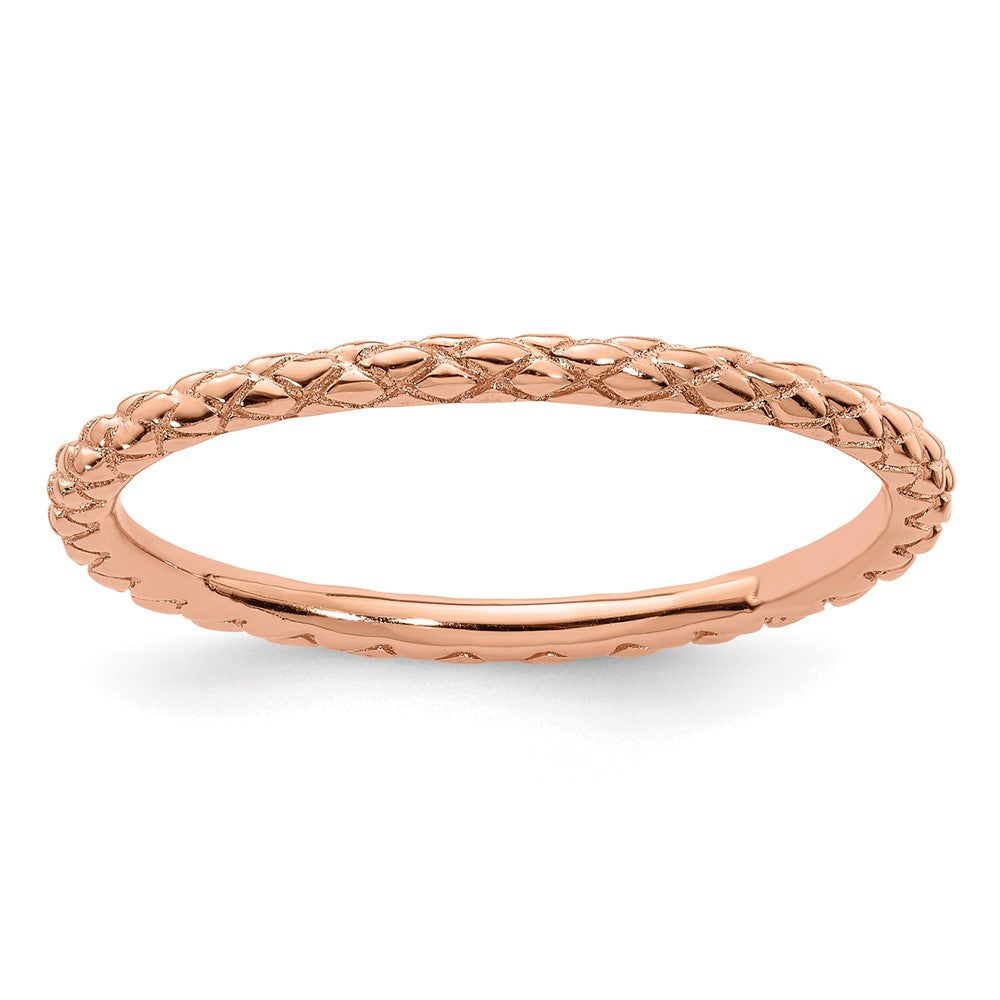 Sterling Silver Stackable Expressions Pink-plated Criss-cross Ring Size -8