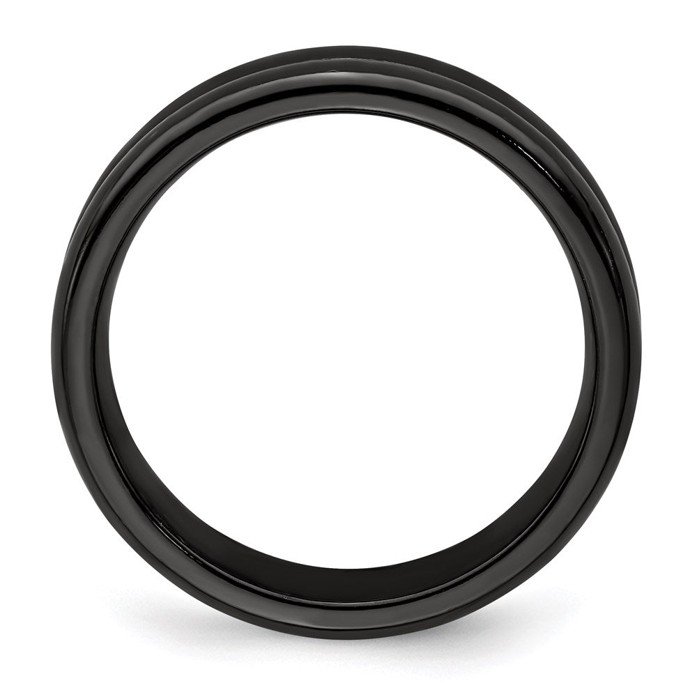 Edward Mirell Titanium Black Ti with Grooves 6mm Band