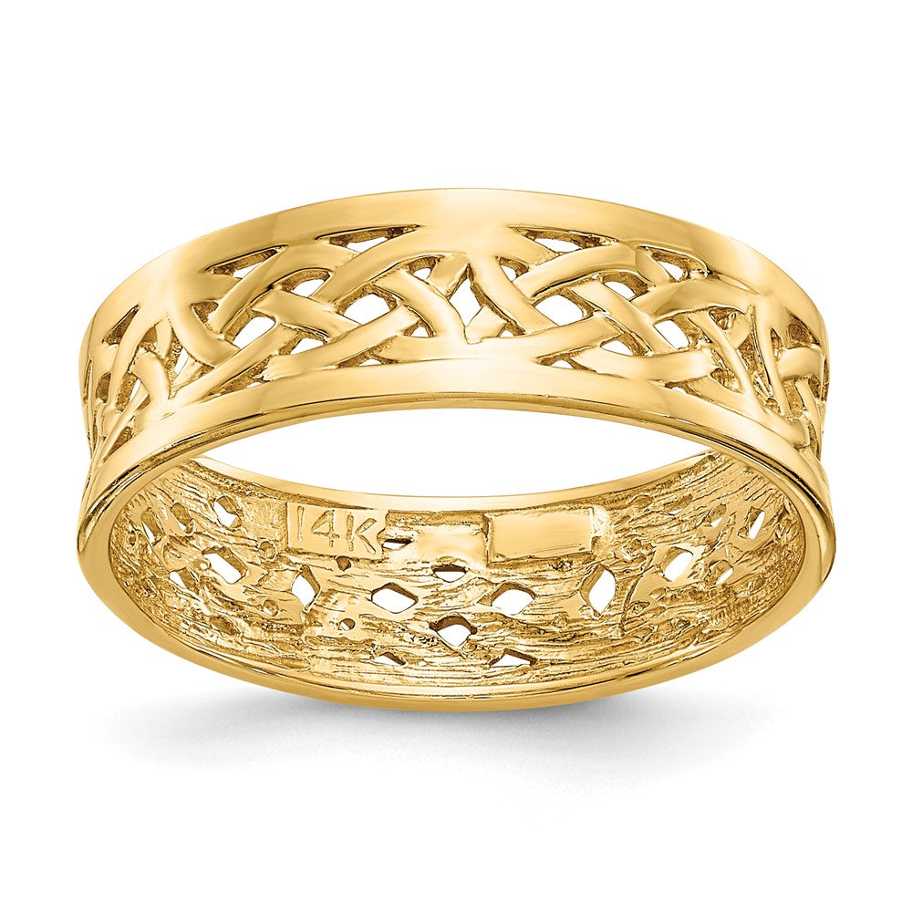 14k Polished Celtic Knot Band Size 7