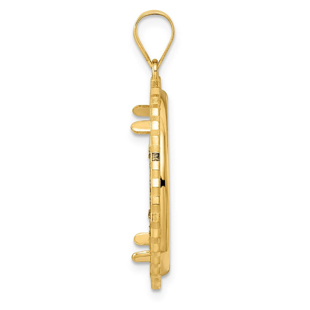 14k Polished Poly Edge with 22.0mm Prong Coin Bezel Pendant