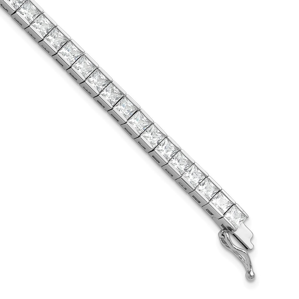 Sterling Shimmer Sterling Silver Rhodium-plated Square 3.5mm x 3.5mm CZ 54 Stone 8 inch Bracelet 8 inches