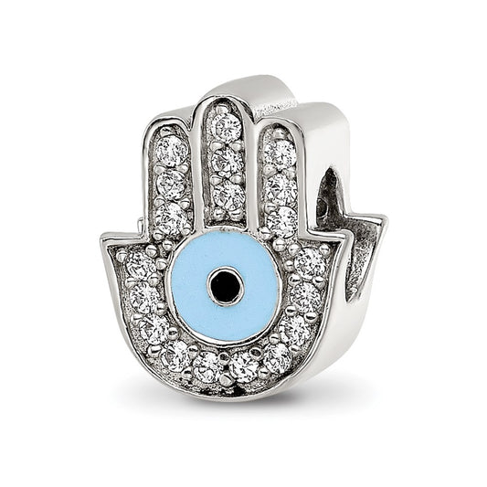 Sterling Silver Reflections Enamel CZ Hamsa/Chamseh Bead