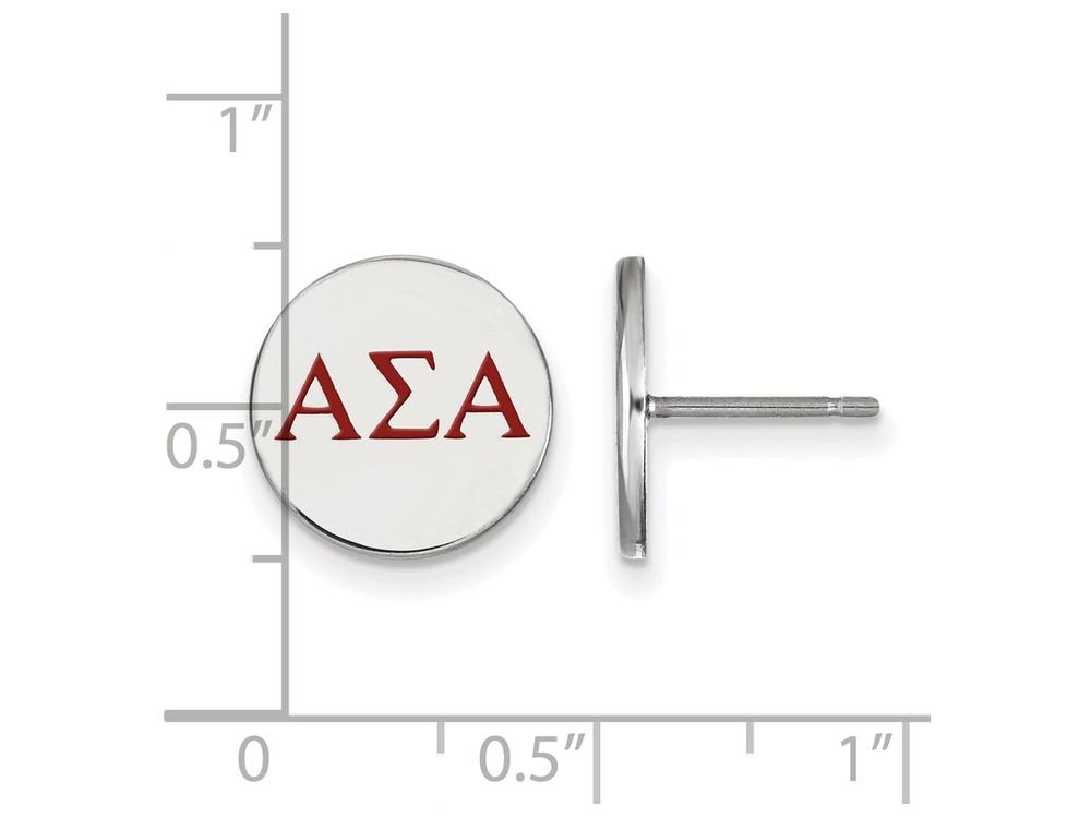 Sterling Silver Official Licensed Greek Sororities Alpha Sigma Alpha (???) Enameled Post Earrings