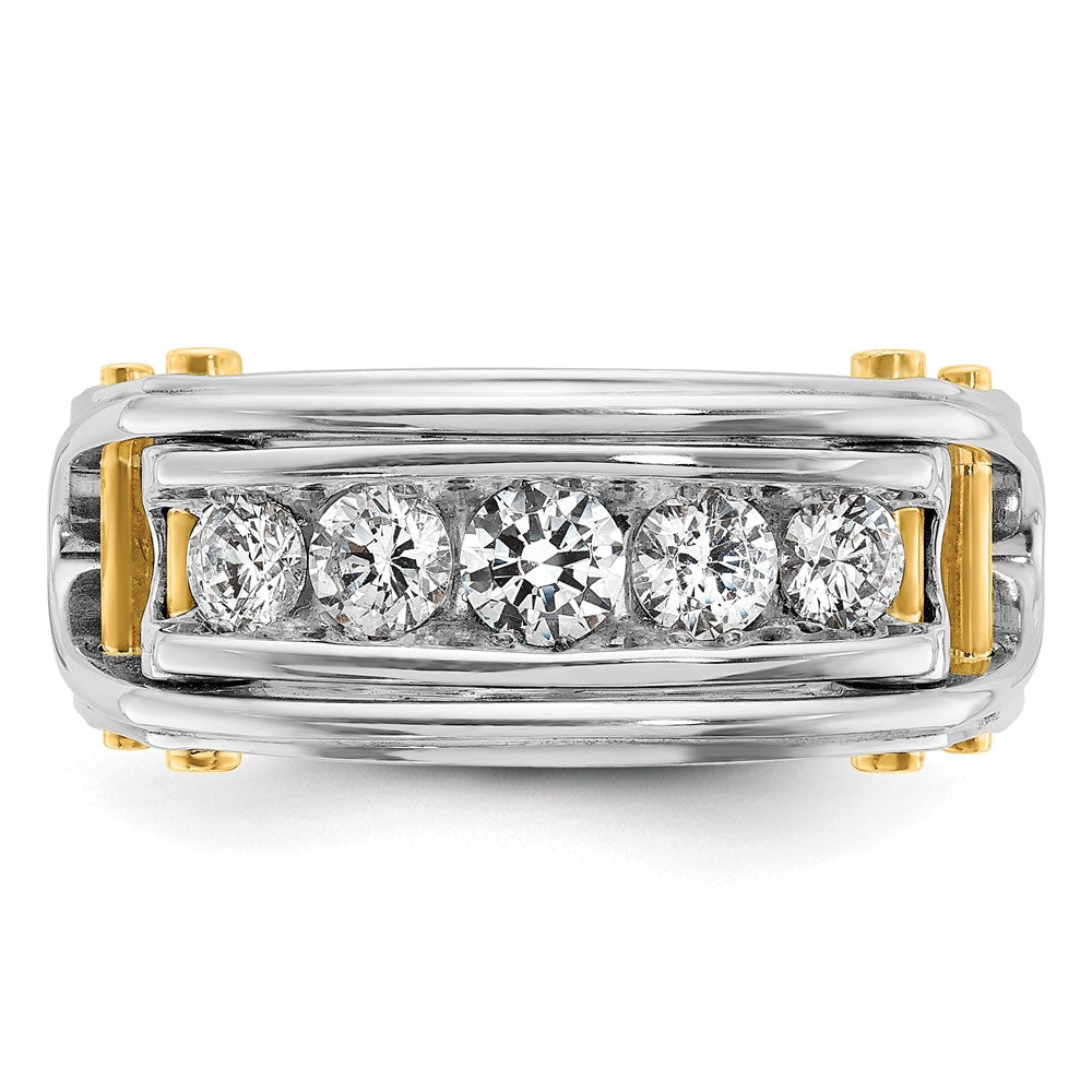 IBGoodman 14k Two-tone 1 carat Lab Grown Diamond VS/SI+ G+ Five Stone Complete Polished and Cut Out Men's Ring
