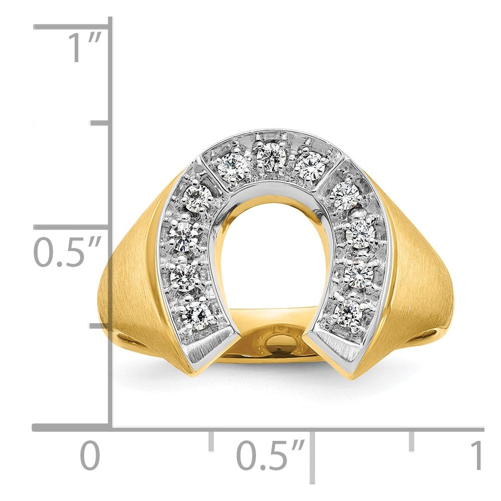 14k Two-tone IBGoodman Men's Satin Horseshoe Diamond Ring Mounting