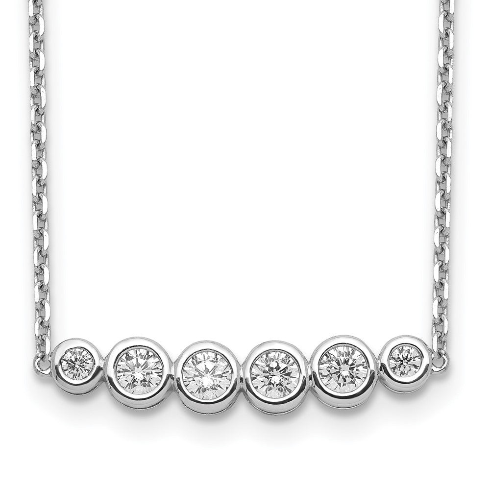 Sterling Shimmer Sterling Silver Rhodium-plated 16 inch 6 Stone CZ Bar Necklace with 2 inch extender 16 Inches
