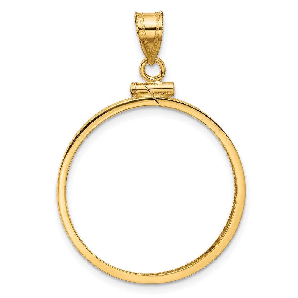 Wideband Distinguished Coin Jewelry 14k Polished 25.0mm x 2.35mm Screw Top Coin Bezel Pendant