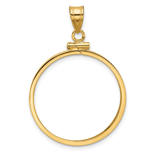 Wideband Distinguished Coin Jewelry 14k Polished 25.0mm x 2.35mm Screw Top Coin Bezel Pendant