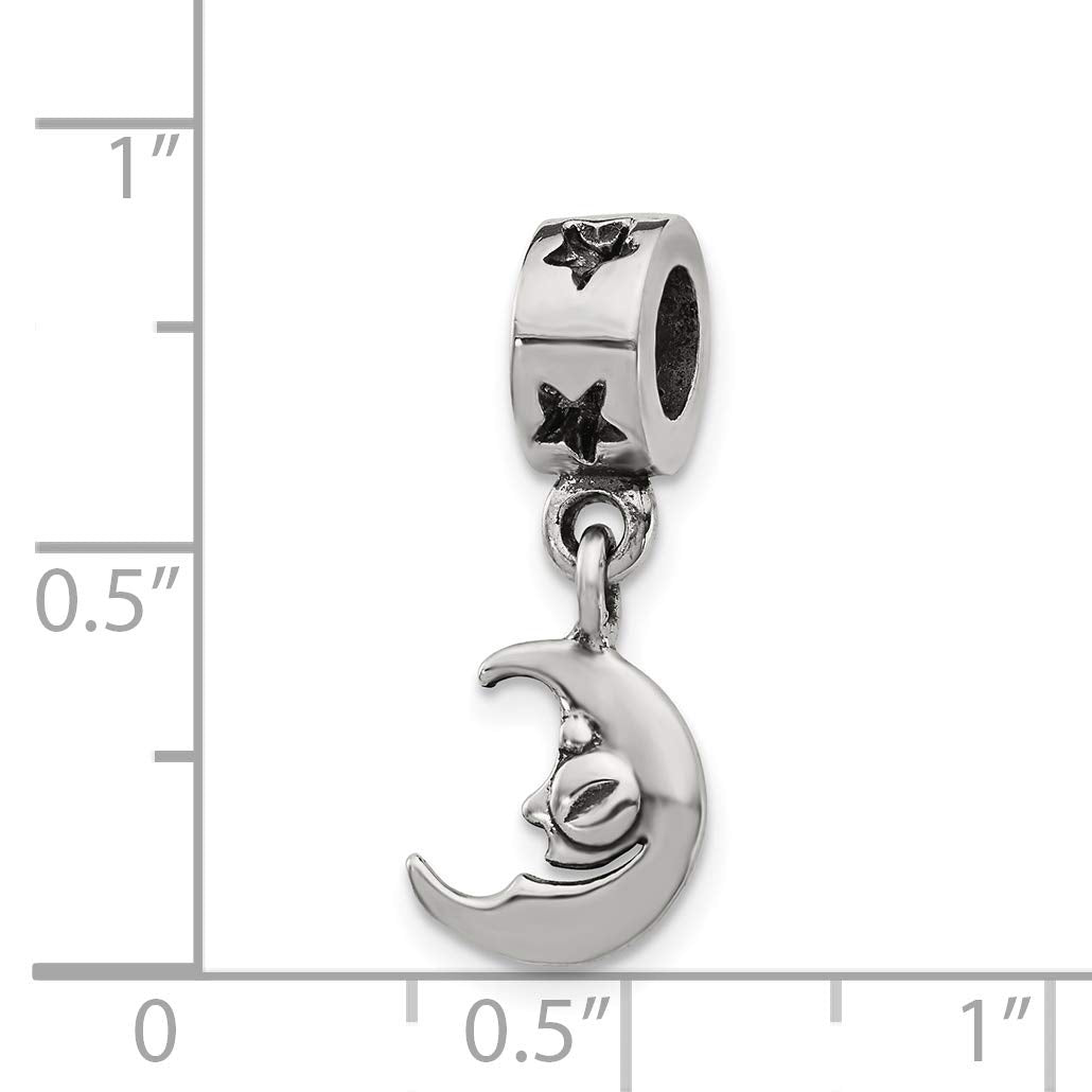Sterling Silver Reflections Crescent Moon Dangle Bead