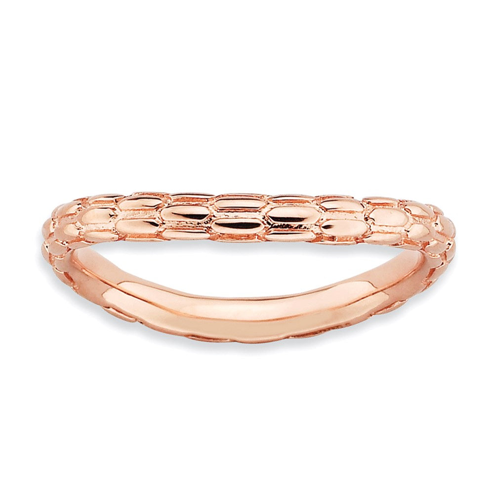 Sterling Silver Stackable Expressions Polished Pink-plate Wave Ring