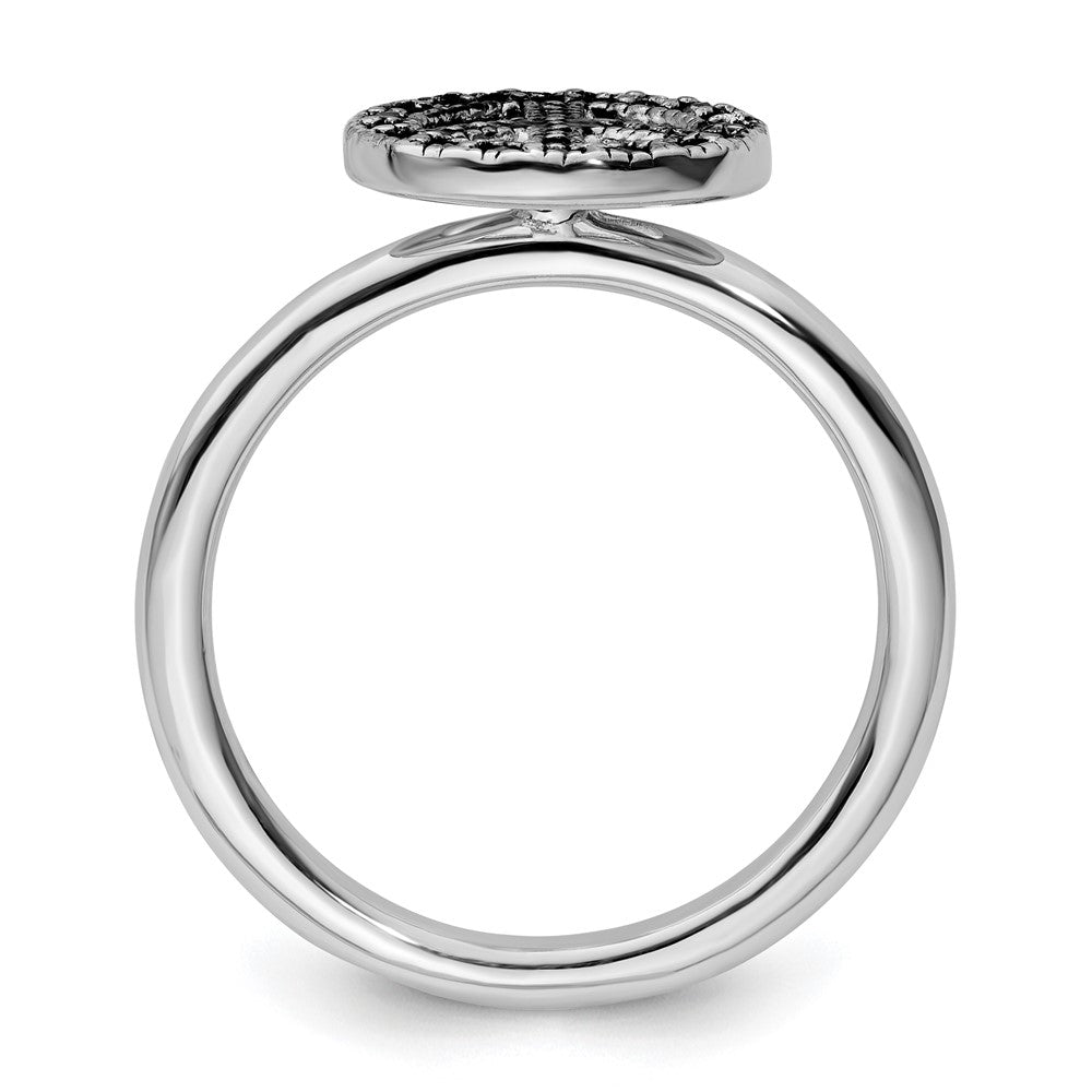 Sterling Silver Stackable Expressions Marcasite Peace Sign Ring Size -8