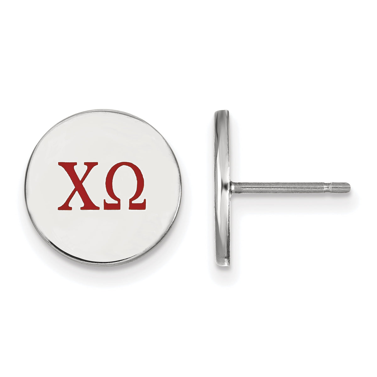 Sterling Silver Official Licensed Greek Sororities Chi Omega (??) Enameled Post Earrings