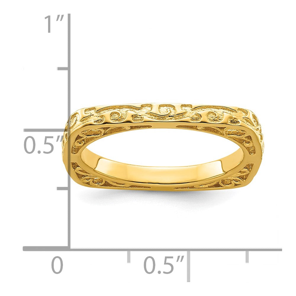 Sterling Silver Stackable Expressions Polished Gold-plated Square Ring Size -6