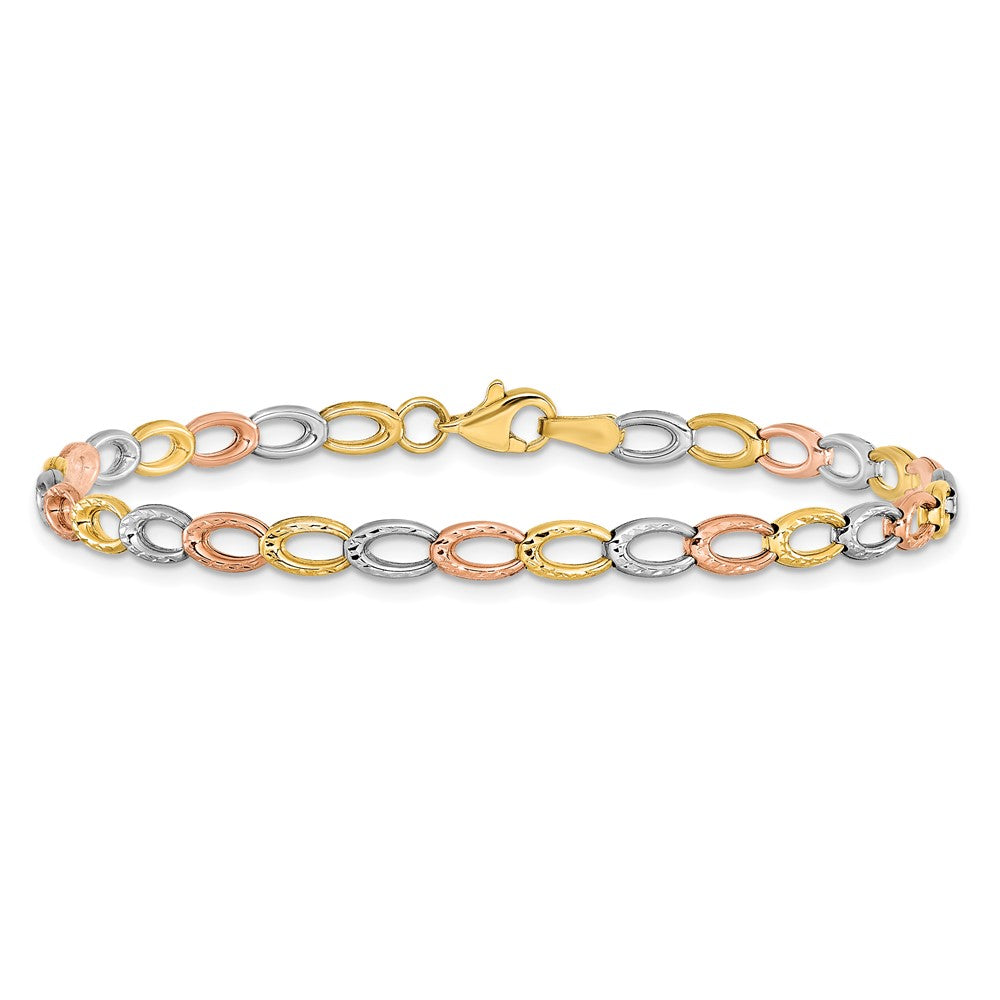 10K Tri-Color D/C Bracelet 7.5  inches