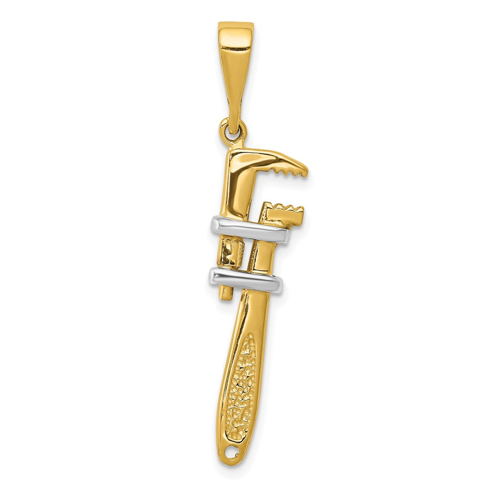 10k & Rhodium 3-D Plummer's Wrench Charm