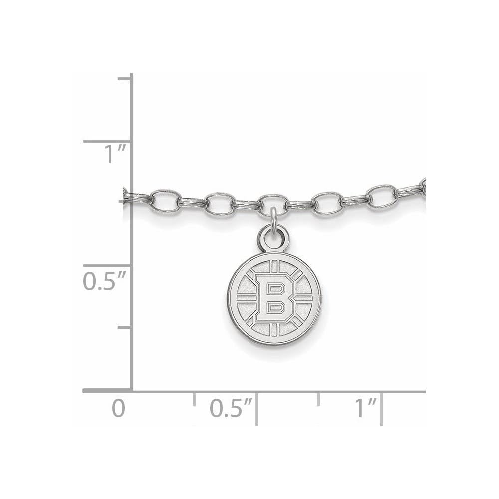 Sterling Silver Rhodium-plated NHL LogoArt Boston Bruins 9 inch Anklet Q-SS027BRI