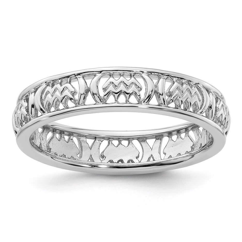Sterling Silver Stackable Expressions Aquarius Zodiac Ring Size -10