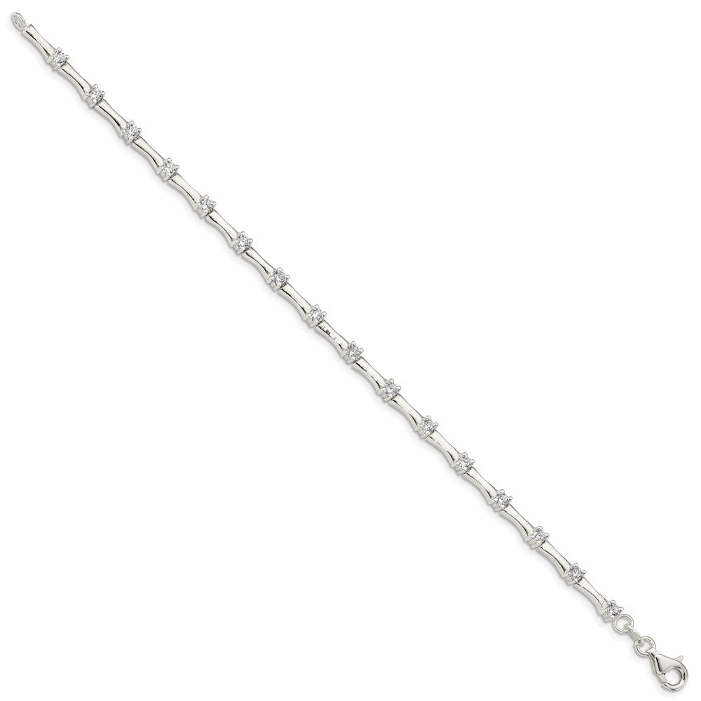 Sterling Silver CZ Fancy Polished Bracelet 7 inches