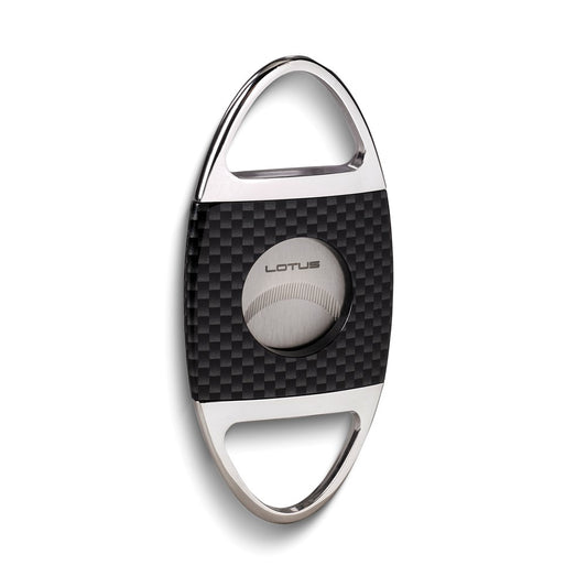Lotus Jaws Black Carbon Fiber and Chrome 58-Ring Gauge Serrated Stainless Steel Blade Cigar Cutter QGM23320