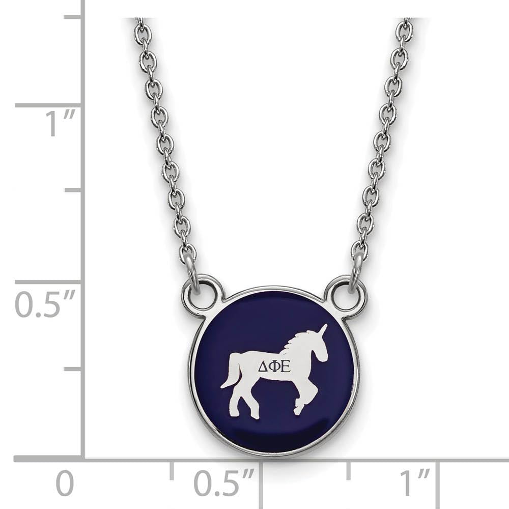 LogoArt Sterling Silver Delta Phi Epsilon Extra Small Enameled Pendant Necklace With 18 Inch