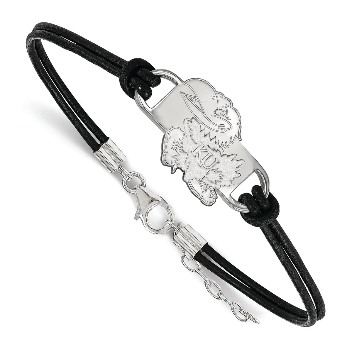 Women's Kansas Jayhawks Sterling Silver Leather Bracelet