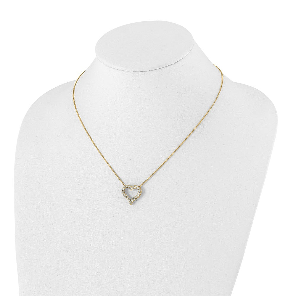 True Origin 14k 1 carat Lab Grown Diamond VS DEF 18 inch Open Heart Pendant Necklace
