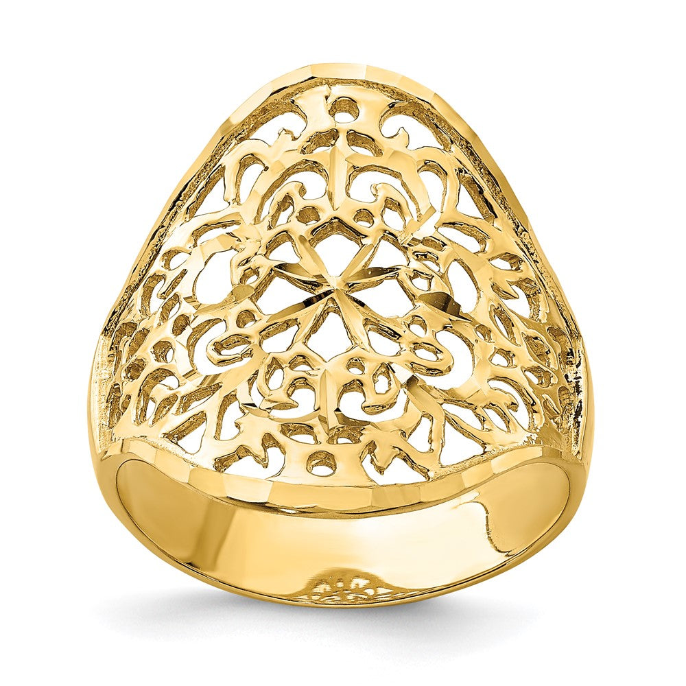 14K Polished Filigree Ring Size 7