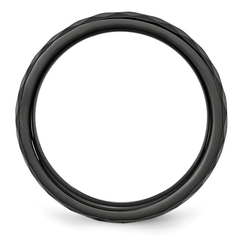 Ceramic Black 4mm Faceted Polished Band Size - 11.5
