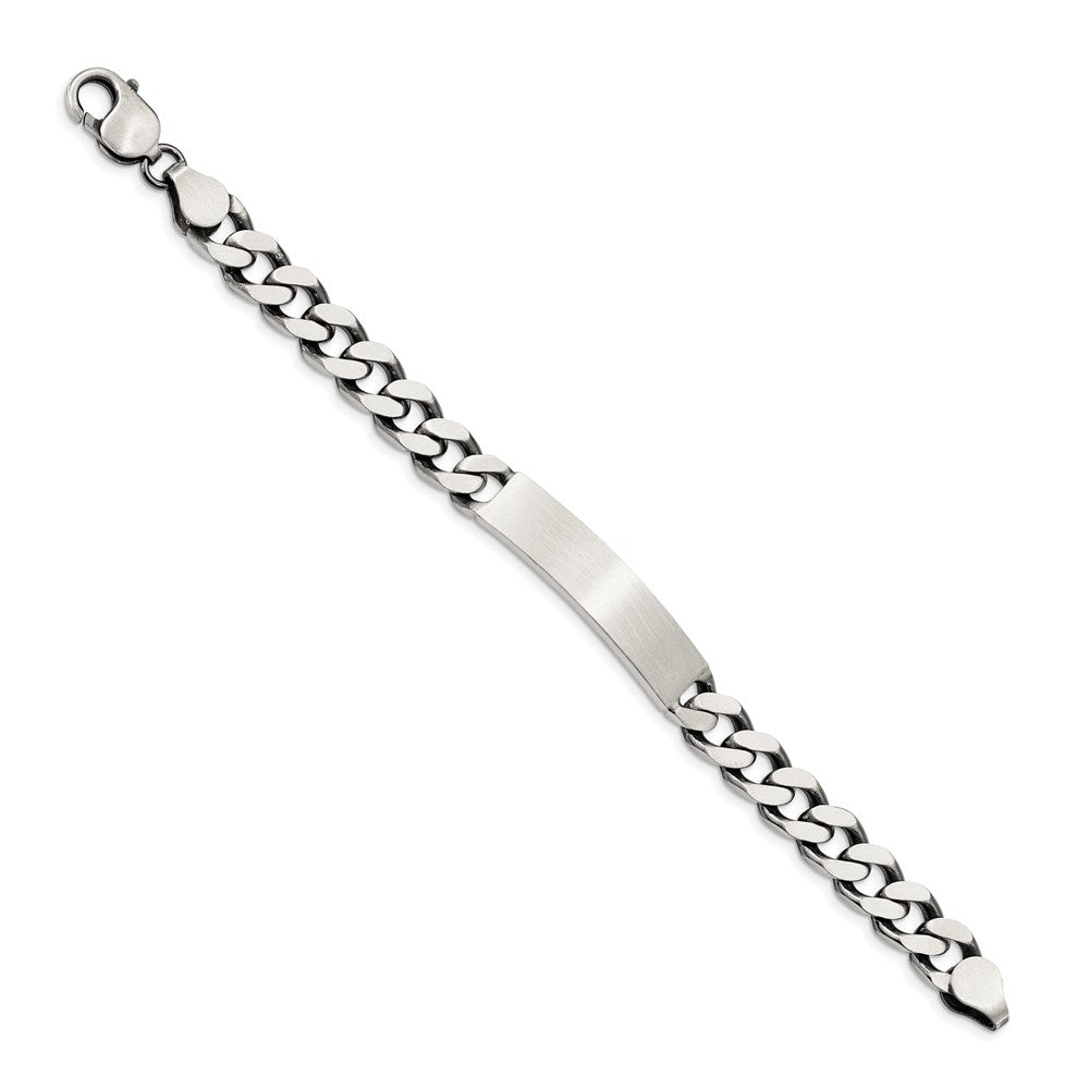 Sterling Silver 8inch Engraveable Antiqued Curb Link ID Bracelet 8 inches