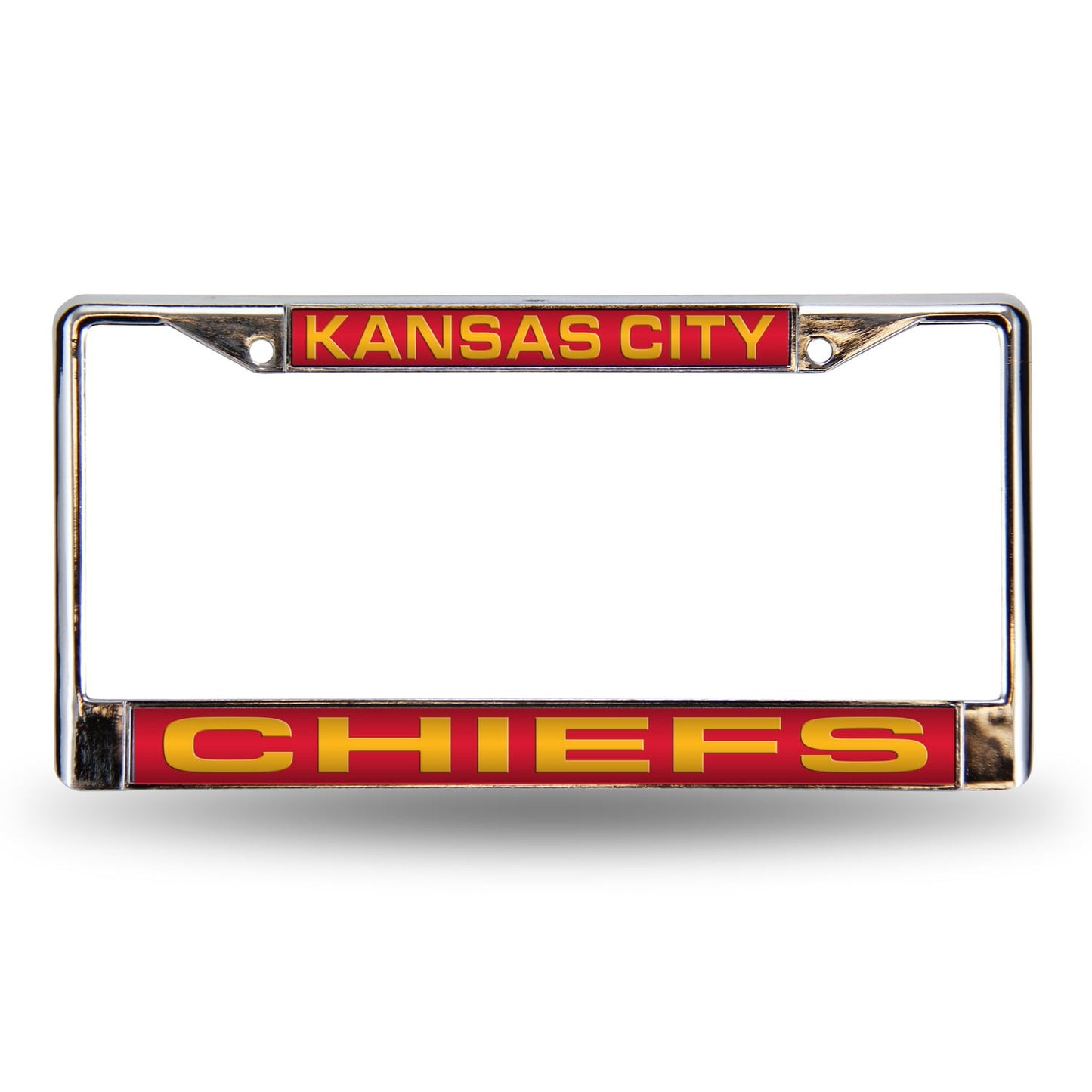 Rico Industries Football Kansas City Chiefs Red 12" x 6" Laser Cut Chrome Frame - Car/Truck/SUV Automobile Accessory
