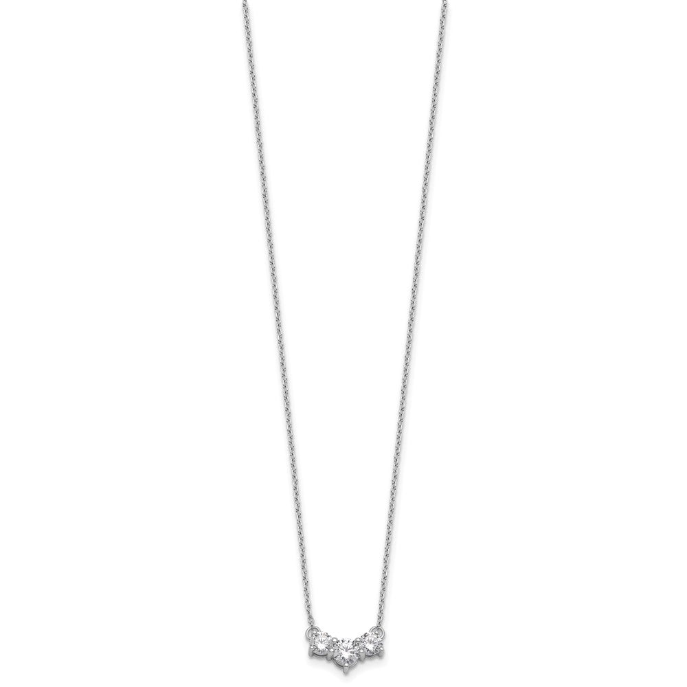 14k White Gold 1 carat Lab Grown Diamond VS/SI+ G+ 18 inch Three Stone Necklace