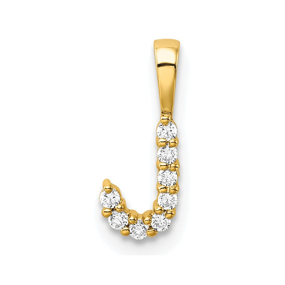 14k 1/10 carat Lab Grown Diamond VS/SI+ G+ Letter J Initial Pendant