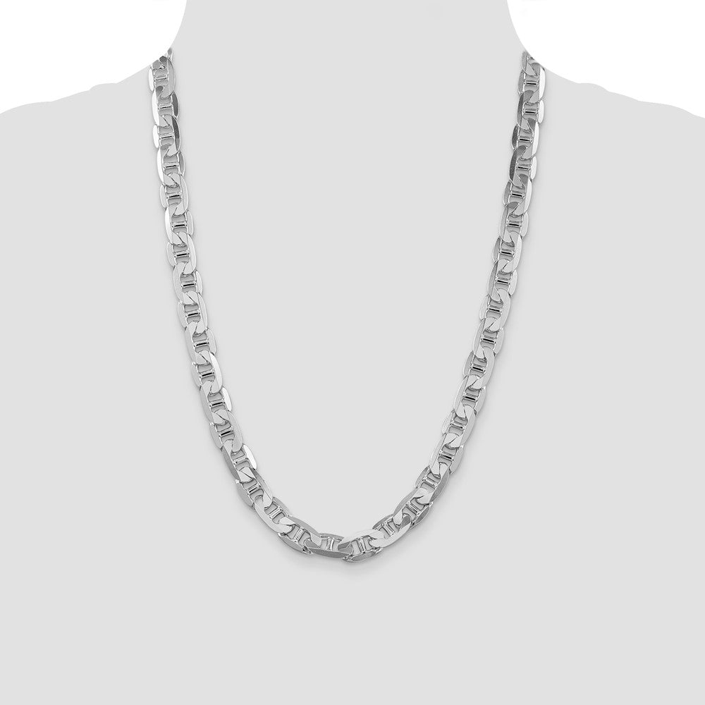 Sterling Silver Rhodium-plated 9.5mm Flat Anchor Chain 24 Inches