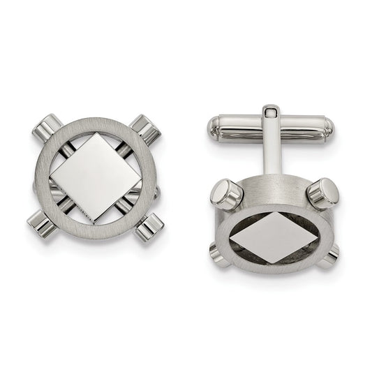 Chisel  Stainless Steel Brushed and Polished Men's Cuff Links