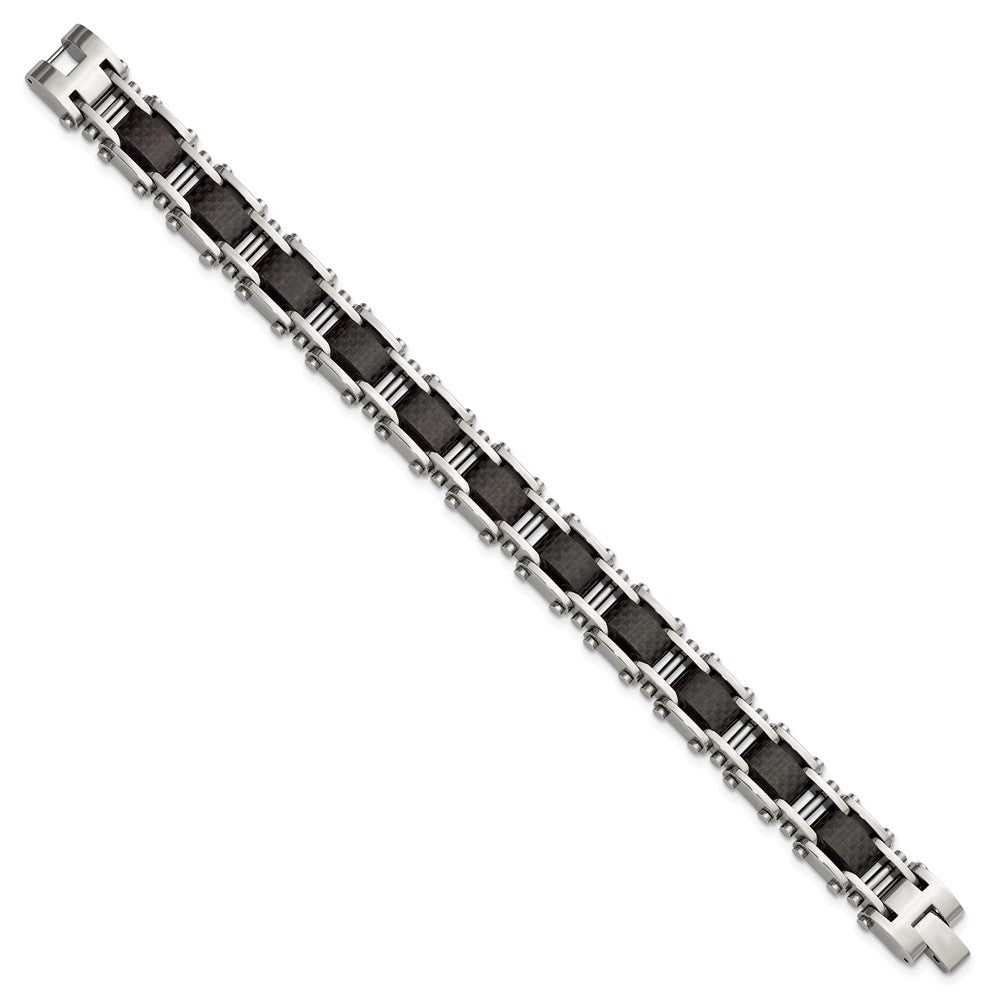 Stainless Steel & Black Carbon Fiber 8.5 Bracelet