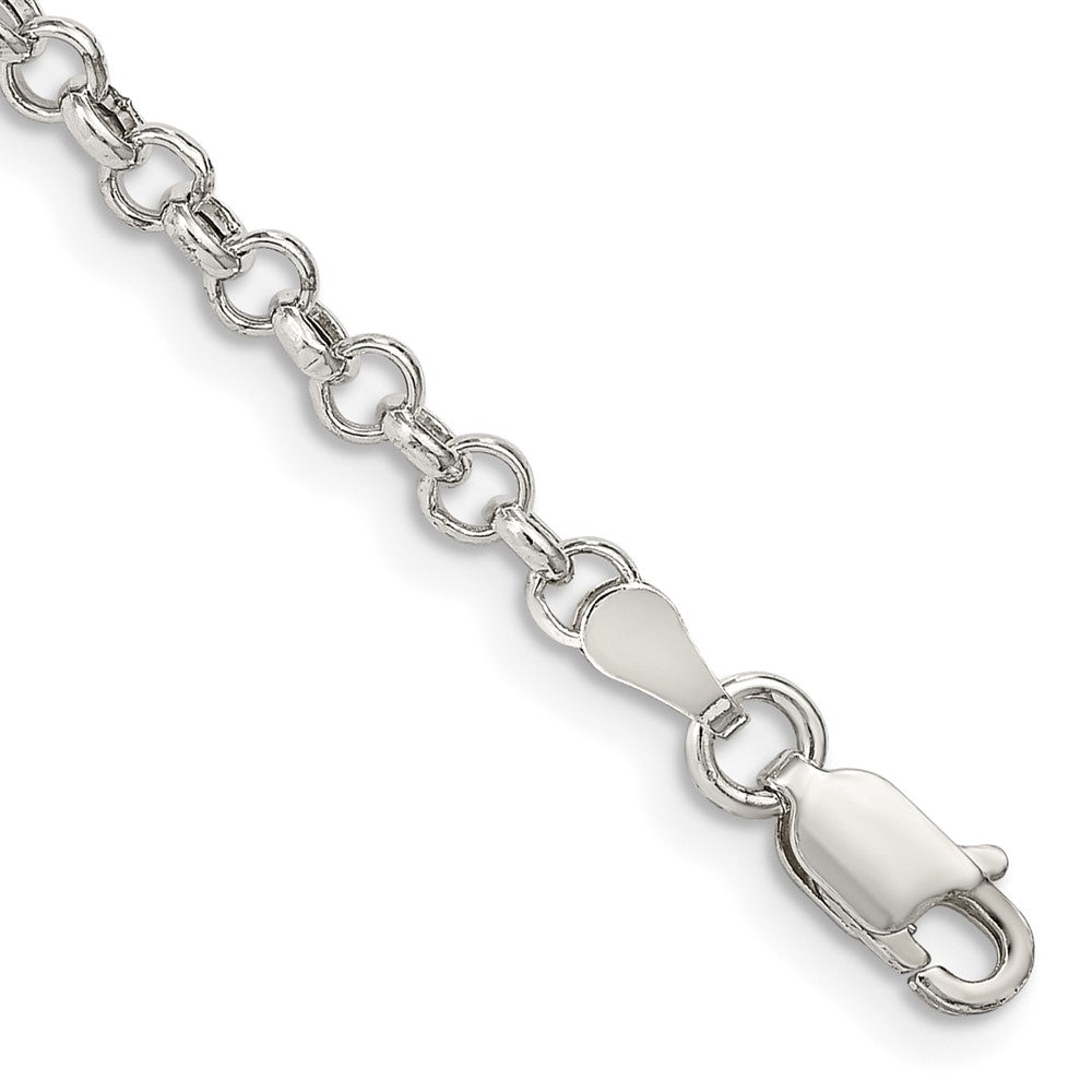 Sterling Silver 3mm Semi-solid Rolo Chain 7 inches