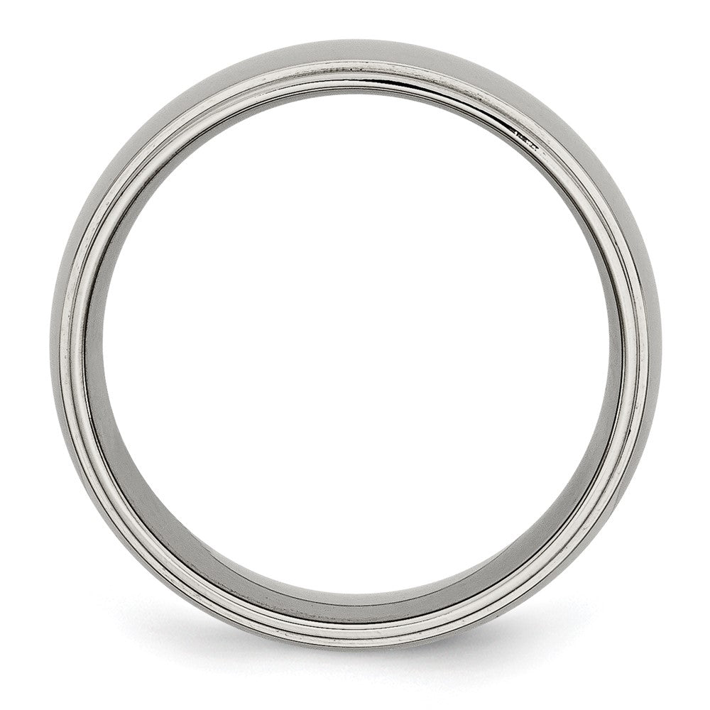 Titanium Polished 8mm Ridged Edge Band Size - 7.5