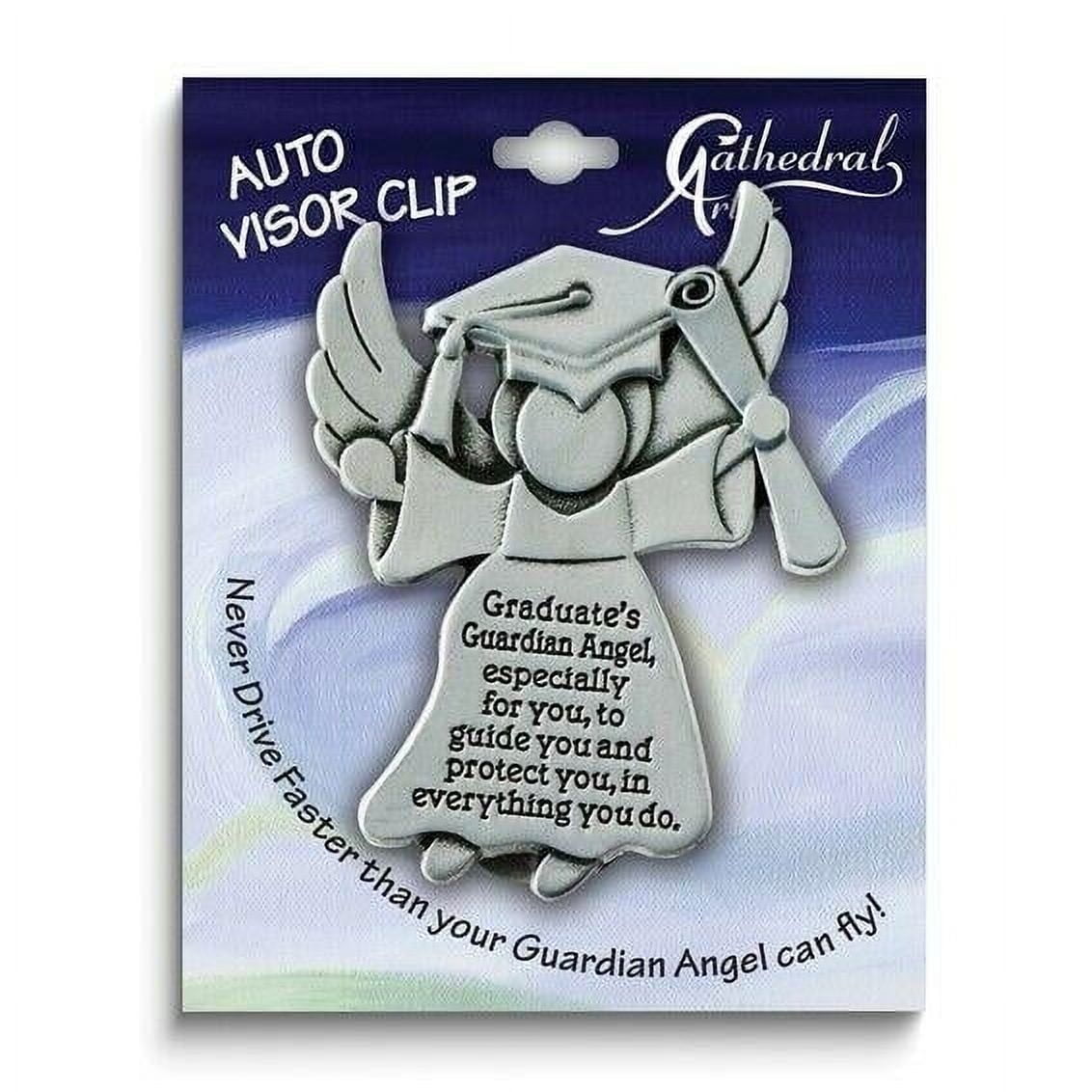 Silver-Tone Graduation Angel Sun Visor Clip