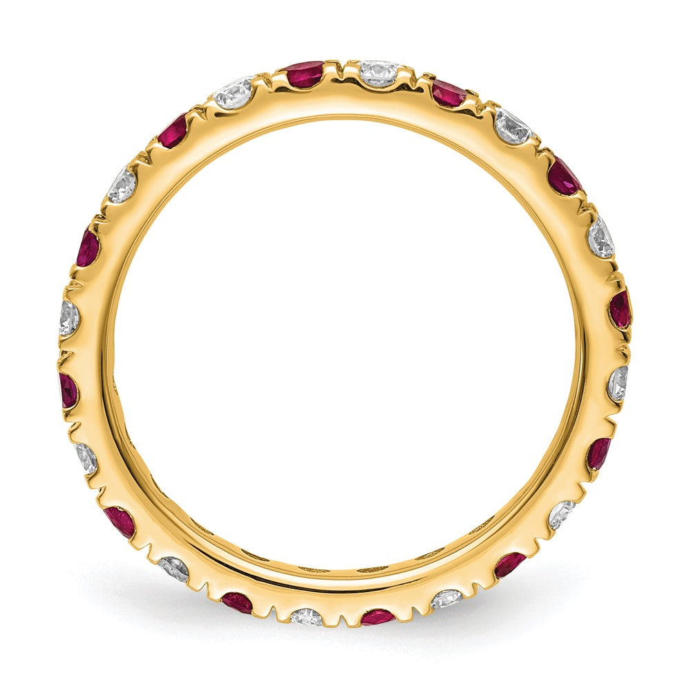 14k 3/4 carat Lab Grown Diamond VS/SI+ G+ and Lab Created Ruby Size 4 Eternity Band