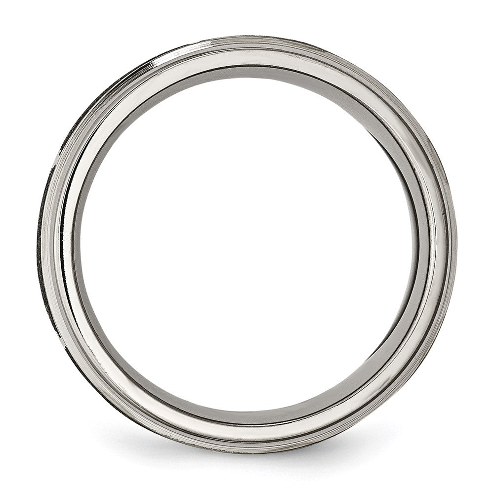Titanium Brushed & Polished Flame Laser Design 8mm Ridged Edge Band Size - 11