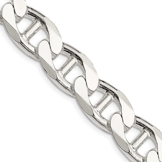 Sterling Silver 13.5mm D/C Flat Anchor Curb Chain 24 Inches