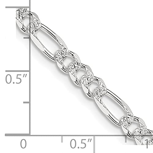 Sterling Silver 4.3mm Pav‚ Flat Figaro Chain 18 Inches